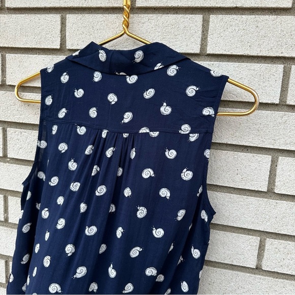 Anthropologie Conversations Snail Print Top Colloquial Sleeveless Buttondown - Picture 9 of 11